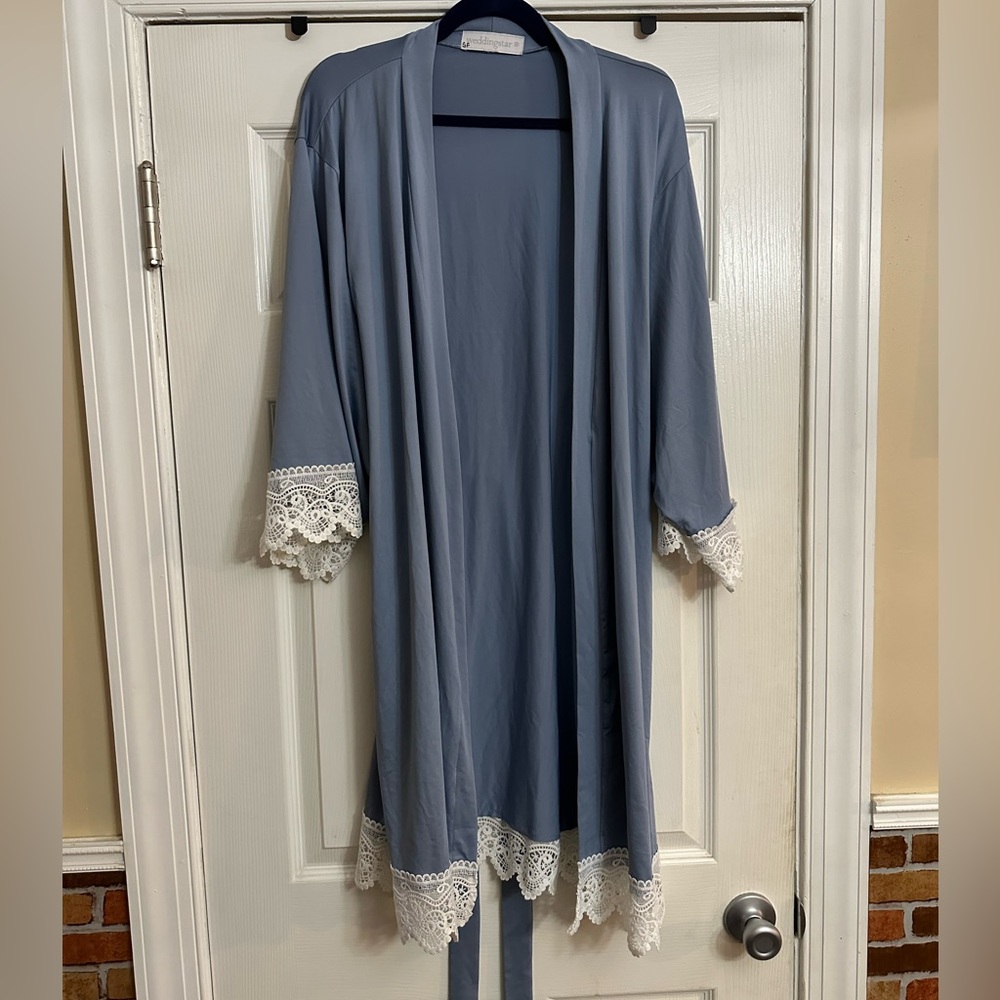 Weddingstar Jersey Knit Robe with lace trim